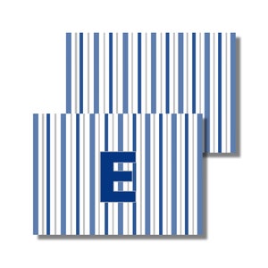 Jungen Briefpapier, Dankesnotizen, Grußkarten, Karte für alle Anlässe, Initiale mit dunkelblauen Streifen (druckbare gefaltete Grußkarte, personalisierter digitaler Download)