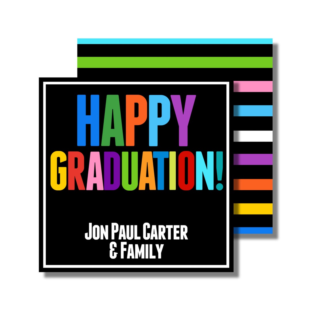 Graduation Gift Tag, Gift Enclosure, Party Favor Tag, Block Letters ...