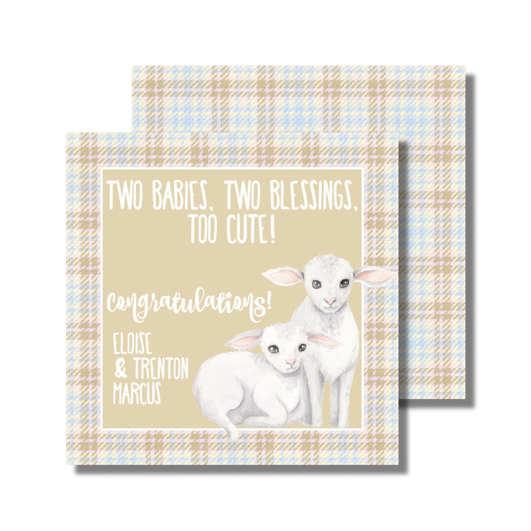 Twin Babies Gift Tag, Gift Enclosure, Twins Baby Shower Gift Tag, Twin