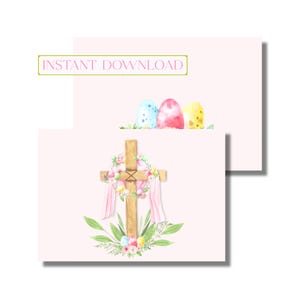 Carte de Pâques, carte de joyeuses Pâques, carte de voeux, carte de printemps, croix de Pâques (carte de correspondance pliée imprimable, téléchargement numérique instantané)