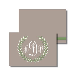 Papeterie à monogramme, notes de remerciement, carte pour toutes les occasions, couronne de laurier monogramme (carte de correspondance pliée imprimable, téléchargement numérique personnalisé)