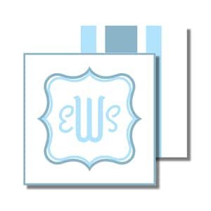Gift Tag, Gift Enclosure, Calling Card, Label, Sticker, Simple Blue Monogram (printable gift tag/gift enclosure, custom digital download)