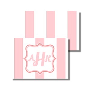 Papelería para bebés, papelería infantil, notas de agradecimiento, tarjetas de notas, diseño simple de rayas rosas (tarjeta de notas plegable imprimible, descarga digital personalizada)