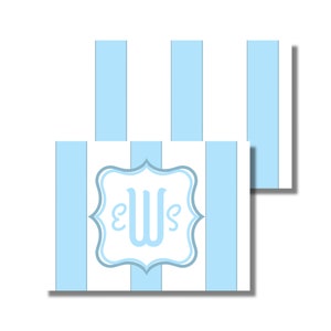 Papelería para bebés, papelería infantil, notas de agradecimiento, tarjetas de notas, diseño de rayas azules (tarjeta de notas plegable imprimible, descarga digital personalizada)