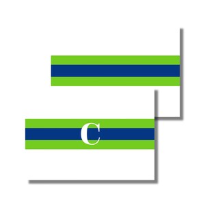 Papeterie pour garçons, notes de remerciement, cartes pour toutes les occasions, initiale rayures bleu marine vert (carte de correspondance pliée imprimable, téléchargement numérique personnalisé)