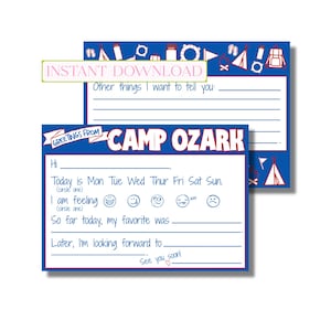 Camp Ozark Fill in the Blank Grußkarte, Camp Schreibwaren, Postkarten Zuhause (druckbare flache Grußkarte, sofortiger digitaler Download)
