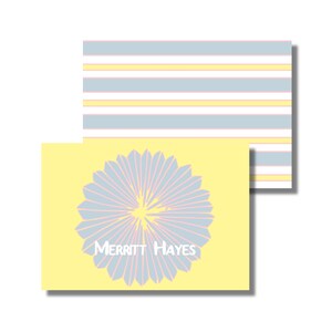Papeterie personnalisée, notes de remerciement, carte pour toutes les occasions, nom moderne jaune (carte de correspondance pliée imprimable, téléchargement numérique personnalisé)