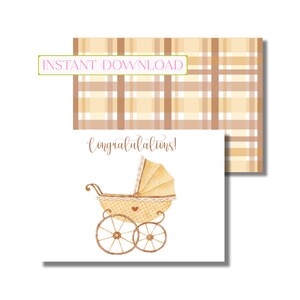 Gefeliciteerd babykaart, nieuwe aankomstgroet, babyshower, genderneutraal uniseks (afdrukbaar gevouwen kaartje, instant digitale download)