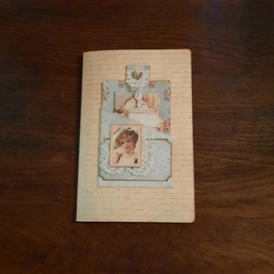 Fold Out Folio Junk Journal Vintage Lace Ephemera Stuffed Pockets Tags Journal Cards Notepads 8.25&quot; x 5.25&quot;  Junk Journal Handmade OOAK