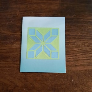 Dopo 40 compleanni trapunta biglietto d'auguri trapunta modello assemblato a mano in cartoncino con linee di cucitura verde blu 4,5 "l x 5,5" h