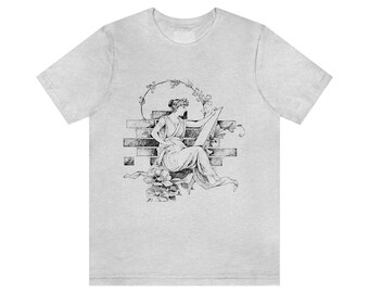 Parte superiore unisex greca del cotone del T del manicotto del bicchierino della camicia della Jersey della stampa della donna del greco antico Trasporto libero!
