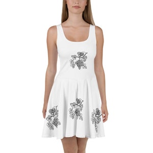 Bunch of Grapes Dress, White Skater Dress, Gift for Mother, Wine Tasting Dress, Plus Sizes, Free Shipping!