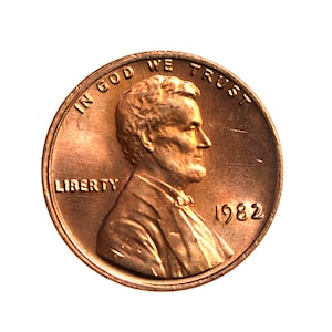 1982 large date copper Lincoln head penny uncirculated condition.
