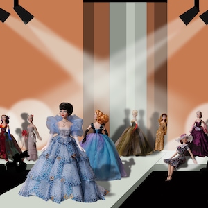 Beautiful composite Gene dolls fashion catwalk.