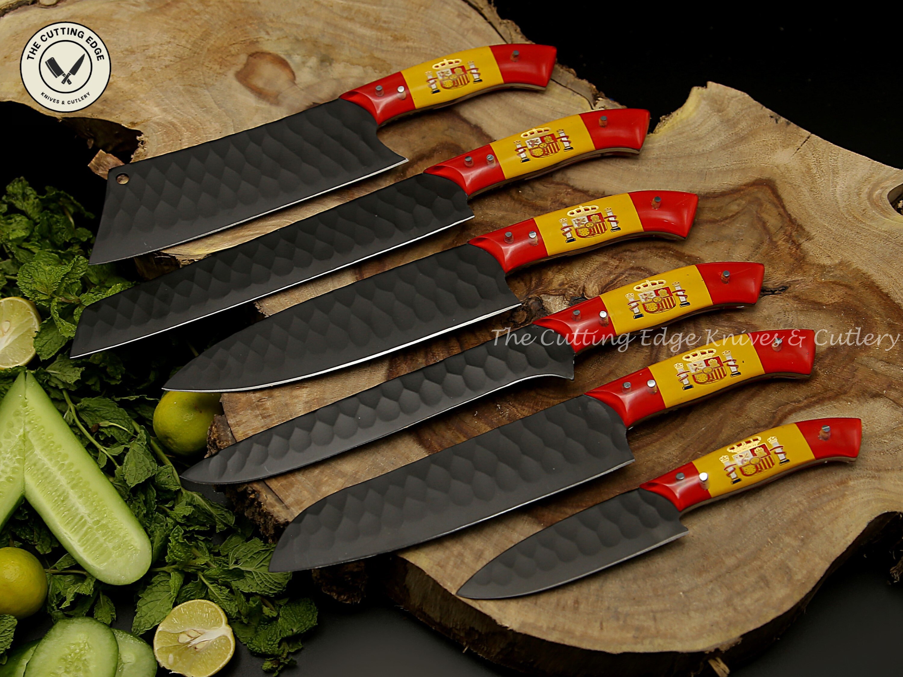 Fiesta Knife Set Wood Block Merengue Kitchen Knives Chefs Red Yellow Blue