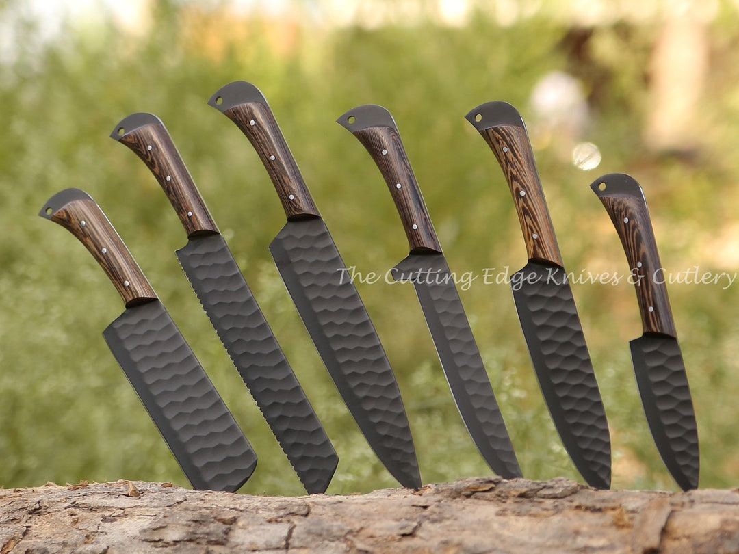 Wengewood Black Series Chef Knives Set Wooden Handle Kitchen Etsy