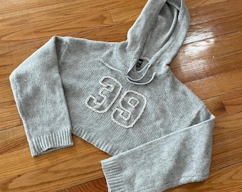 Embroidered Number Knit Sweater