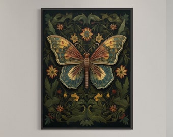 William Morris Butterfly Art Print, Botanical Decor
