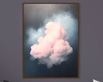 Moody Cloud Art Print, Indigo Sky, Minimalist Wall Decor