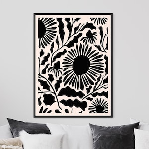 Impression botanique abstraite, esthétique botanique, impression neutre de décoration, Botanica Boho, affiche botanique illustration florale déco vintage minimal