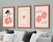 Retro Trendy Pink Wall Art Set of 3 (Digital Download)