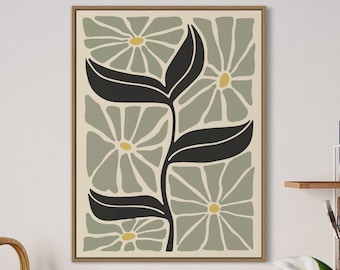 Botanical print sage green print decor neutral flower bohemian wall art floral Illustration botanical poster flowerful vintage flower decor