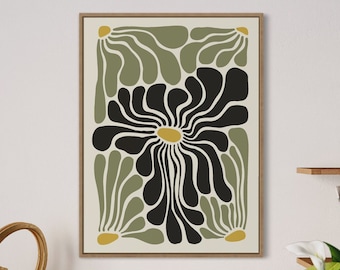 Botaniskt blomtryck: Minimalistisk vintageväggkonst (digital nedladdning)