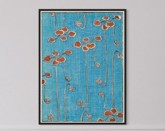 Watanabe Seitei Vintage Japanese Woodblock Print: Minimalist Floral Art