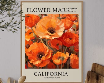 California Poppy Print | Botanical Wall Art, Boho Decor (Digital Download)