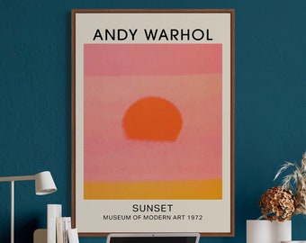 Andy Warhol print, Andy Warhol sunset, Museum print modern art, Andy Warhol poster pop art print abstract wall art  trendy poster colorful