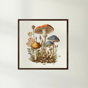 Pilze, Pilz Druck, botanische Drucke Wandkunst, Pilz Kunst Home Decor, Illustration Pilze und Blumen
