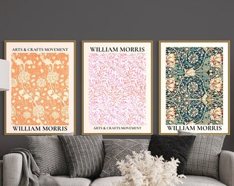 Set of 3 William Morris Prints, William Morris Exhibition Print, William Morris Poster, Vintage Wall Art, Textiles Art, Botanical Wall Art