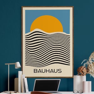 Abstrakte Druck Kunst Minimal Wand Dekor geometrische Druck Moderne Bauhaus Druck Mitte des Jahrhunderts Modern Print Ausstellungsplakat Bunter Druck