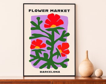 Floral Flower Market Art Print, Botanical Wall Decor