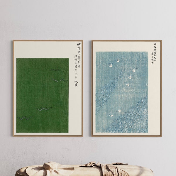 Vintage Japanese set of 2 prints, Taguchi Tomoki, woodblock print, Japanese Art Print, Japanese Woodblock Poster Print, Japanese minimal art