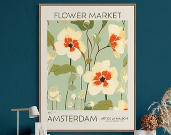 Amsterdam Flower Market Print, Botanical Floral Wall Art