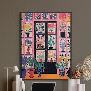 flower shop Print, Botanical Wall Art, Floral Decor Poster, Flower Shop Decor, Flowerful Vintage Decor, Matisse Print, Bold Flowers Colorful