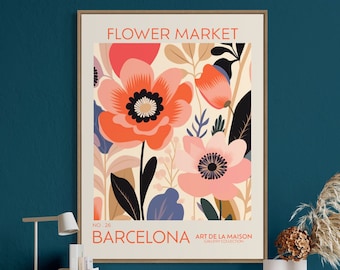 Flower Market Print, Botanical Wall Art, Floral Decor Poster, Flower Shop Decor, Flowerful Vintage Decor, Matisse Print, Barcelona Posters