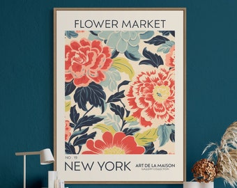Flower Market Print, Botanical Wall Art, Floral Decor Poster, Flower Shop Decor, Flowerful Vintage Decor, Matisse Print, New York Posters