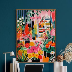 flower shop Print, Botanical Wall Art, Floral Decor Poster, Flower Shop Decor, Flowerful Vintage Decor, Matisse Print, Bold Flowers Colorful