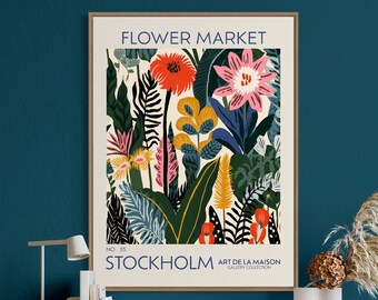 Flower Market Print, Botanical Wall Art, Floral Decor Poster, Flower Shop Decor,Flowerful Vintage Decor, Matisse Print, Scandinavian Posters