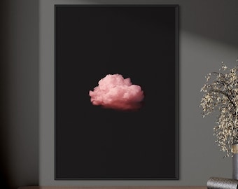 Vintage Moody Cloud Wall Art Print, Pink Wall Decor, Cloudy Sky, Cloud Painting Minimalist Art, Aesthetic wall decor. Cloud Decoration
