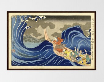 Japan art print Japanese ocean waves Katsushika Hokusai print ukiyo poster Japan woodblock poster Japan wall art living room prints