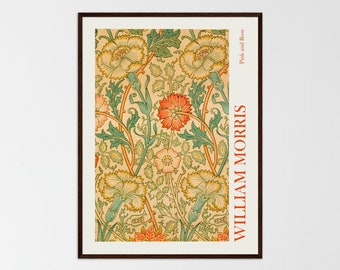 Impresión "Rosa y rosa" de William Morris, póster botánico Art Nouveau