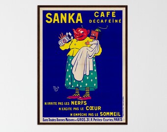 Vintage Sanka Coffee Advertisement Print, Retro Kitchen Decor