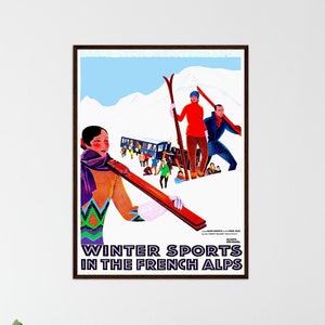 Impresión de esquí cartel de esquí vintage cartel de viaje retro impresión de montaña ilustración deportiva impresión decoración de pared vintage regalo de esquí regalo de inauguración de la casa