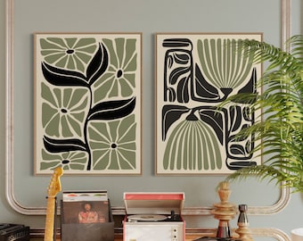 Abstrakt botanisk konsttryckset: Boho heminredning (digital nedladdning)