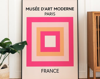 Abstrakt geometriskt tryck | Rosa modern väggdekor