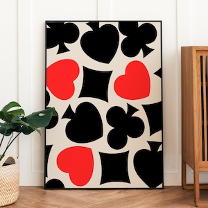 As de cœur décor mural carte à jouer impression art mural tendance esthétique affiche moderne chanceux vous affiche funky art vintage affiche amoureux cadeau