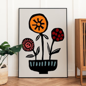 Botanical wall art colorful print flower shop decor minimalist art modern wall decor neutral art trendy wall art